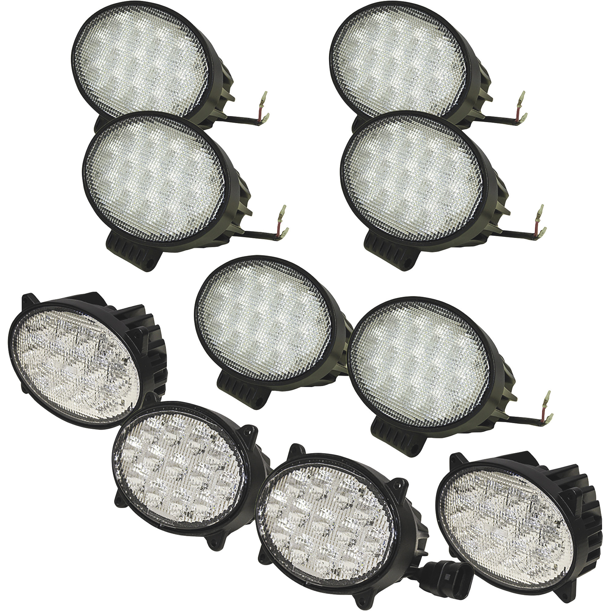 Tiger Lights LED 10-Light Flood Tractor Light Kit - 560W Combined, 49,200 Lumens, 13 LEDs per Light, Fits John Deere 8020/8020T Series, Model# JDKIT2